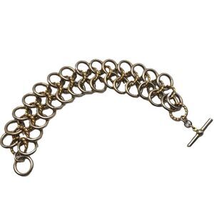 Vintage Multi Link Circle Chain Bracelet Gold Antique Gold Costume